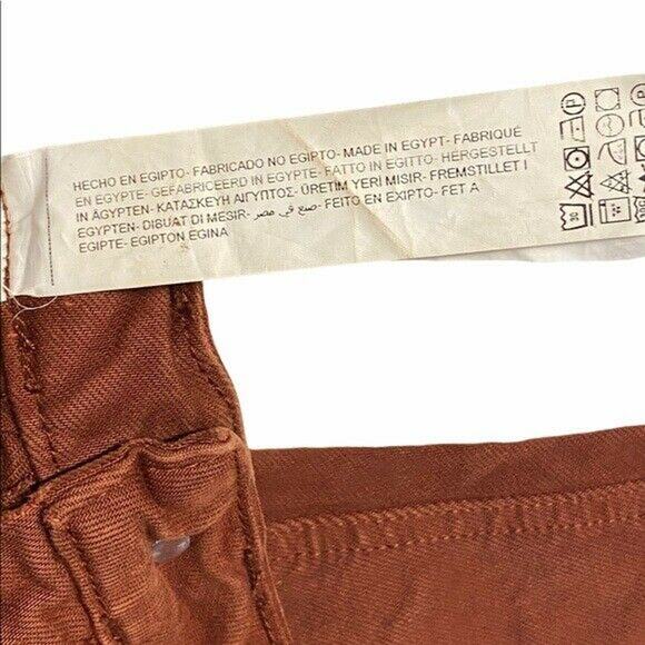 Zara trf Collection Frayed Denim flare crop jean orange red Sz 4 - Picture 7 of 12